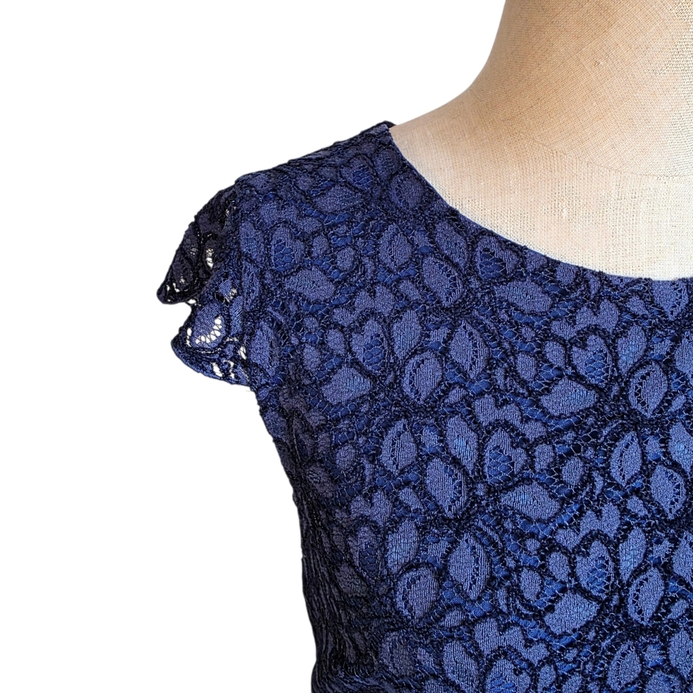 Talula Lace Fit & Flare Dress Navy Blue Cap Sleeve Sz 10 - Picture 4 of 10